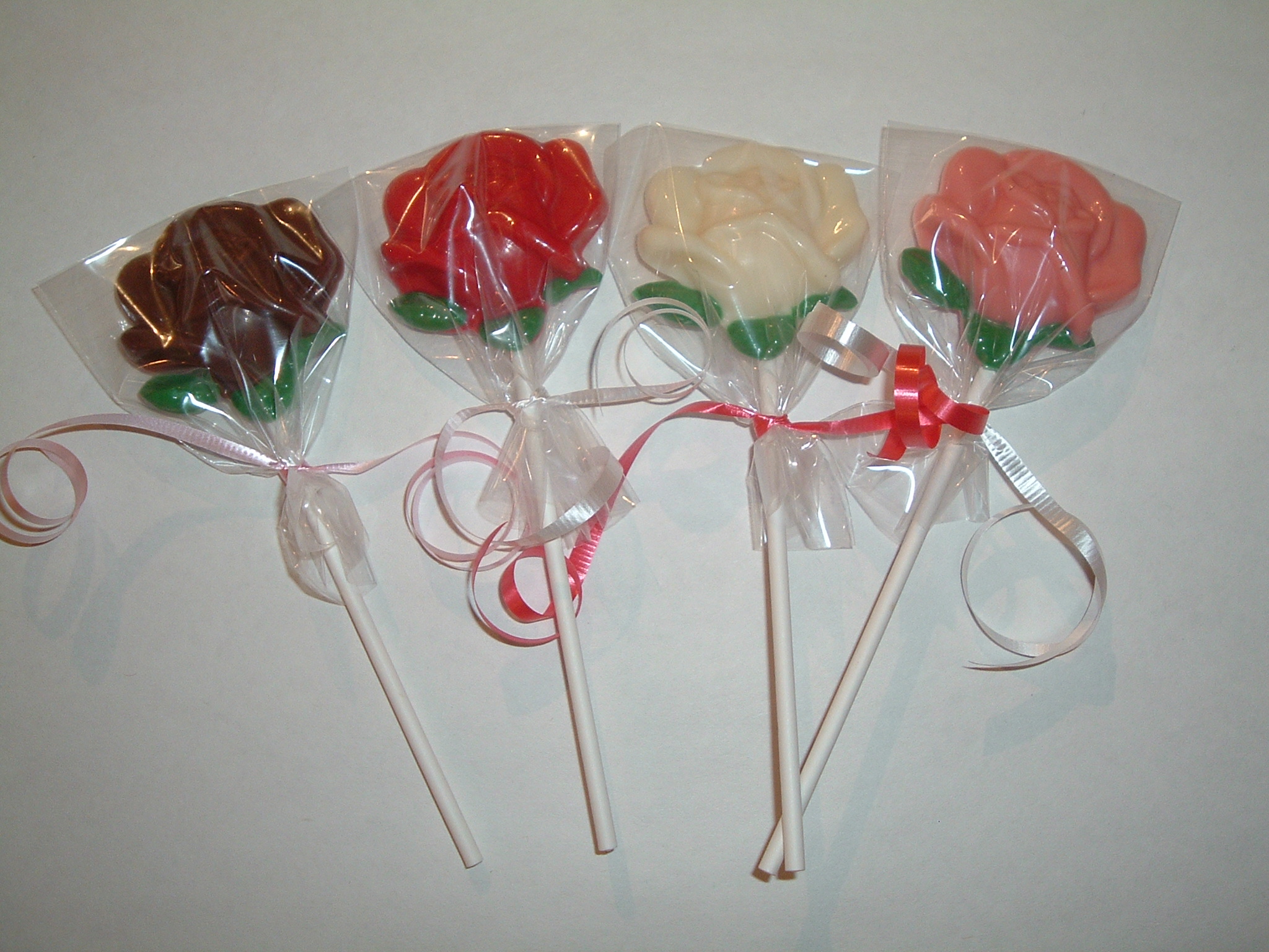 Valentines Chocolate Rose Lollipops Set of 6
